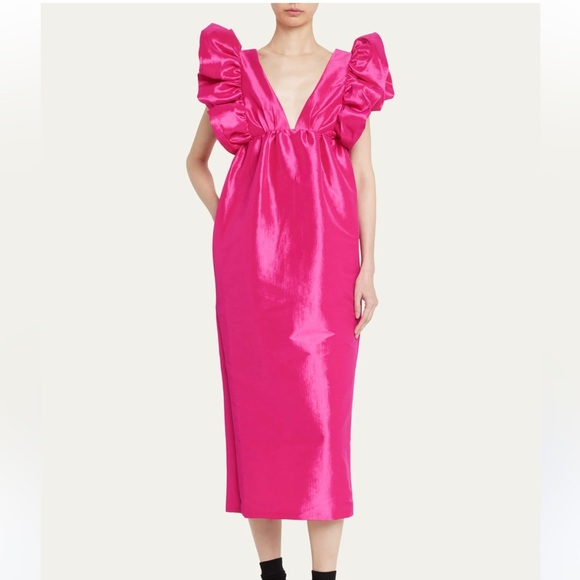 Kika VargasMetvi Taffeta Dress in Fuchsia NEW